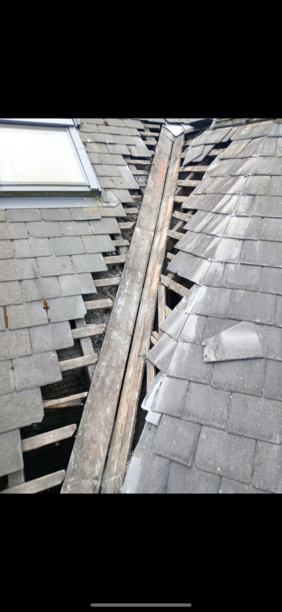 A picture of the Manchester Roofing Repairs Team carrying out  a Slate Roof Repair