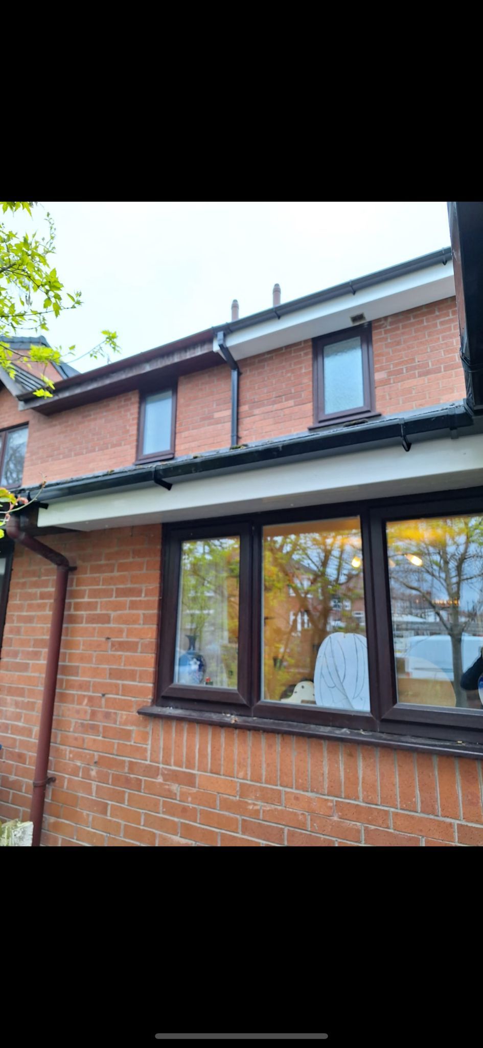 A picture of a roof with new fascias and soffits