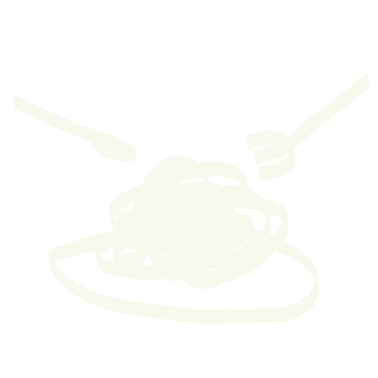 A plate of spaghetti with a fork and spoon on a white background.