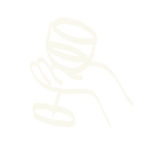 A hand is holding a glass of wine on a white background.