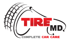 Tire MD logo with stylized tire and red "TIRE" text, plus "Complete Car Care" tagline