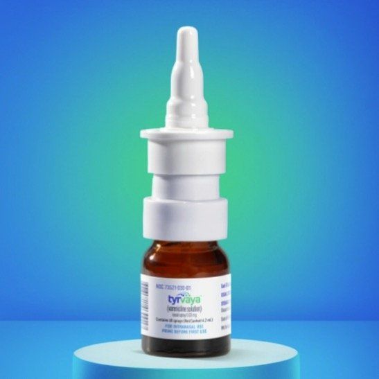 A bottle of Tyrvaya nasal spray