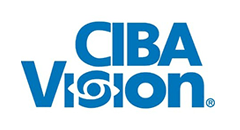 A blue logo for ciba vision on a white background