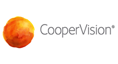 A coopervision logo with an orange ball in the middle.