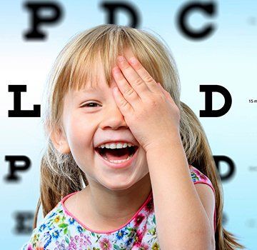 young girl during eye exam