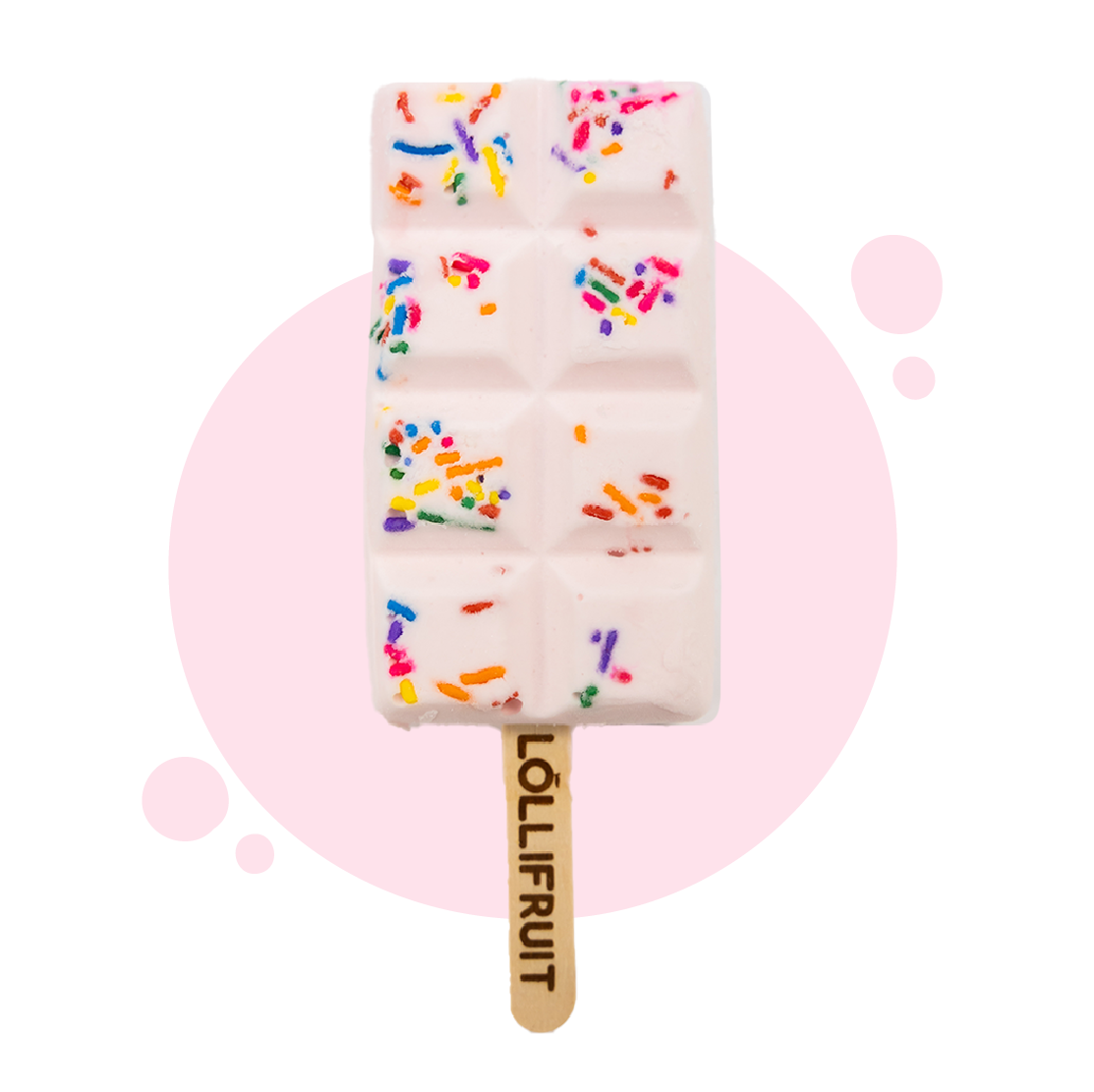 A lollifruit ice cream bar with sprinkles on it