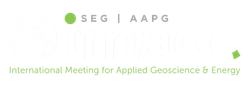 SEG | AAPG, International Meeting for Applied Geoscience & Energy logo, light green text and accents.