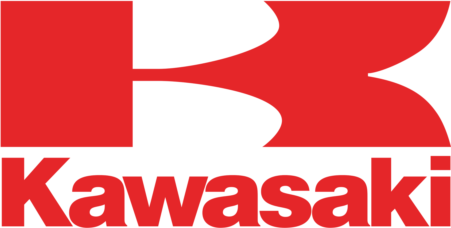 a red kawasaki logo on a white background