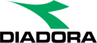 Logo Diadora: freccia stilizzata verde con il nome del marchio in basso in nero.