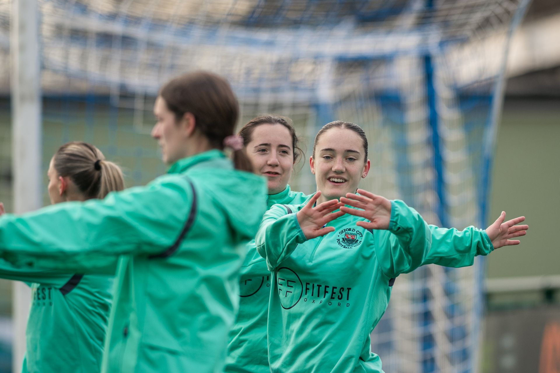 Millie Hume in the warm-up for Oxford City.