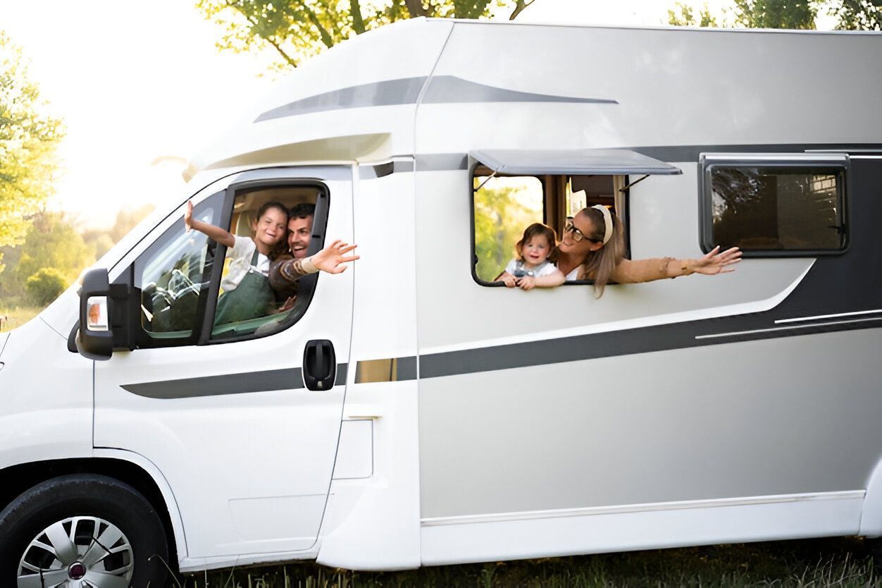 family inside an RV