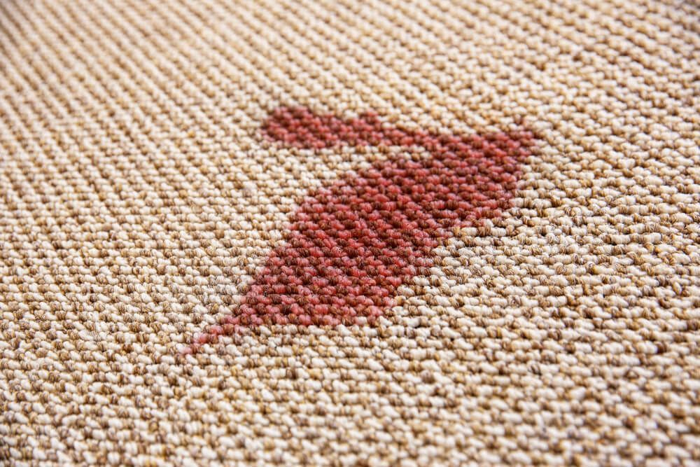A Close Up of a Carpet With a Red Stain on It — On The Move Carpet Cleaning in Burleigh Waters, QLD