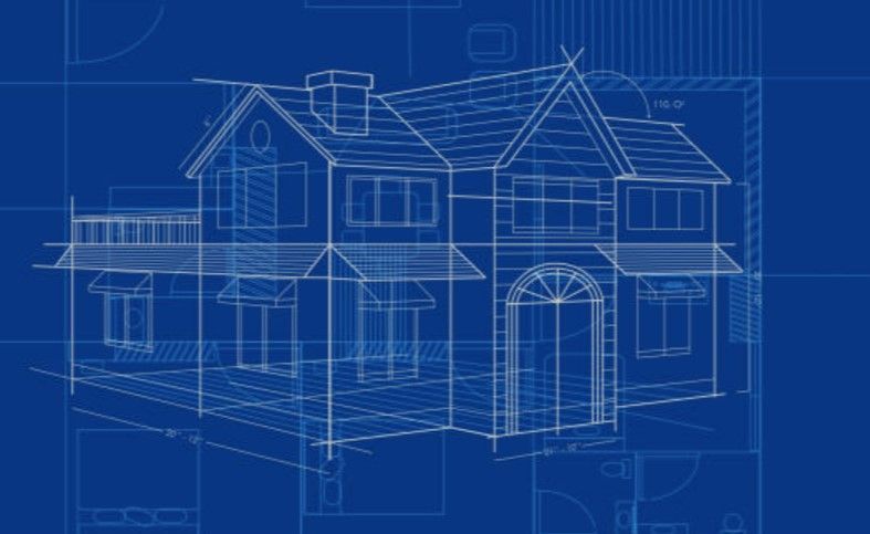 House blueprint design showcasing architectural plans for a residential project.