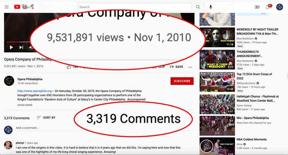 a youtube channel with 9,531,891 views and 3,319 comments