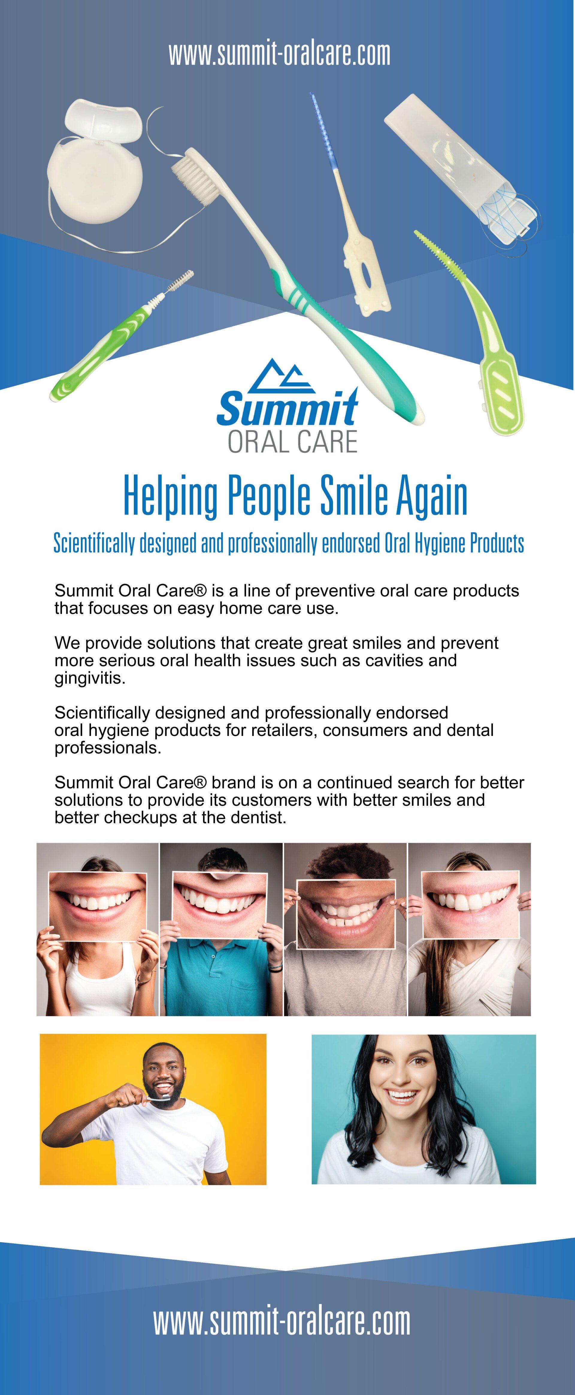 an advertisement for summit oral care helping people smile again