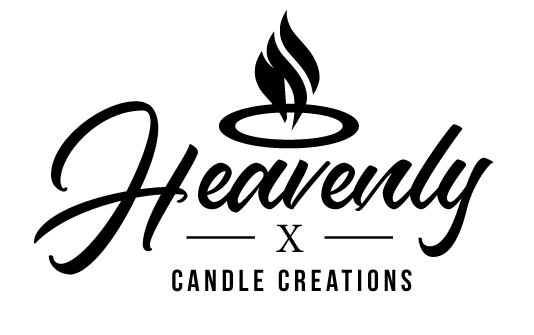 a black and white logo for heavenly x candle creations .