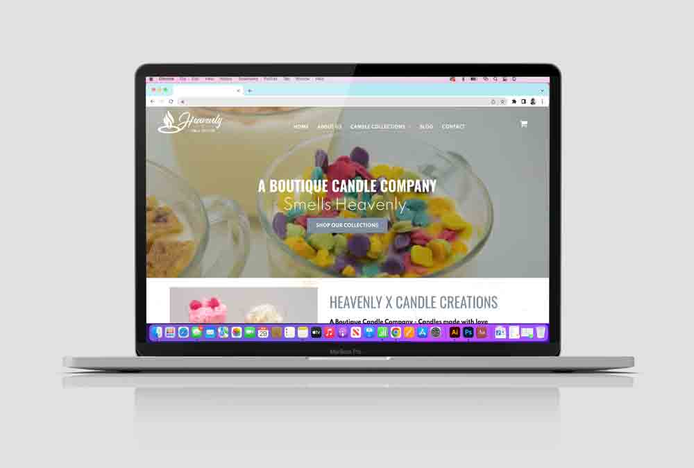 a laptop computer is open to a website for a boutique candy company .