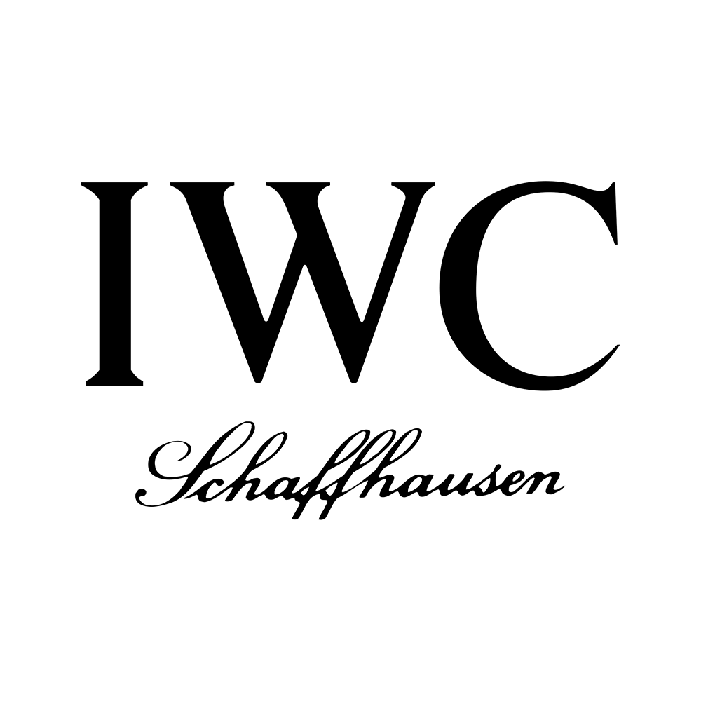 A black and white logo for iwc schaffhausen on a white background.