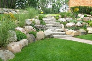 Stone Retaining Wall With Grass — Landscaping in Shelby Township, MI