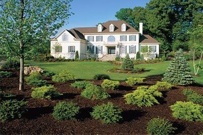 White House With Brown Roof With Plants In Front Yard — Landscaping in Shelby Township, MI