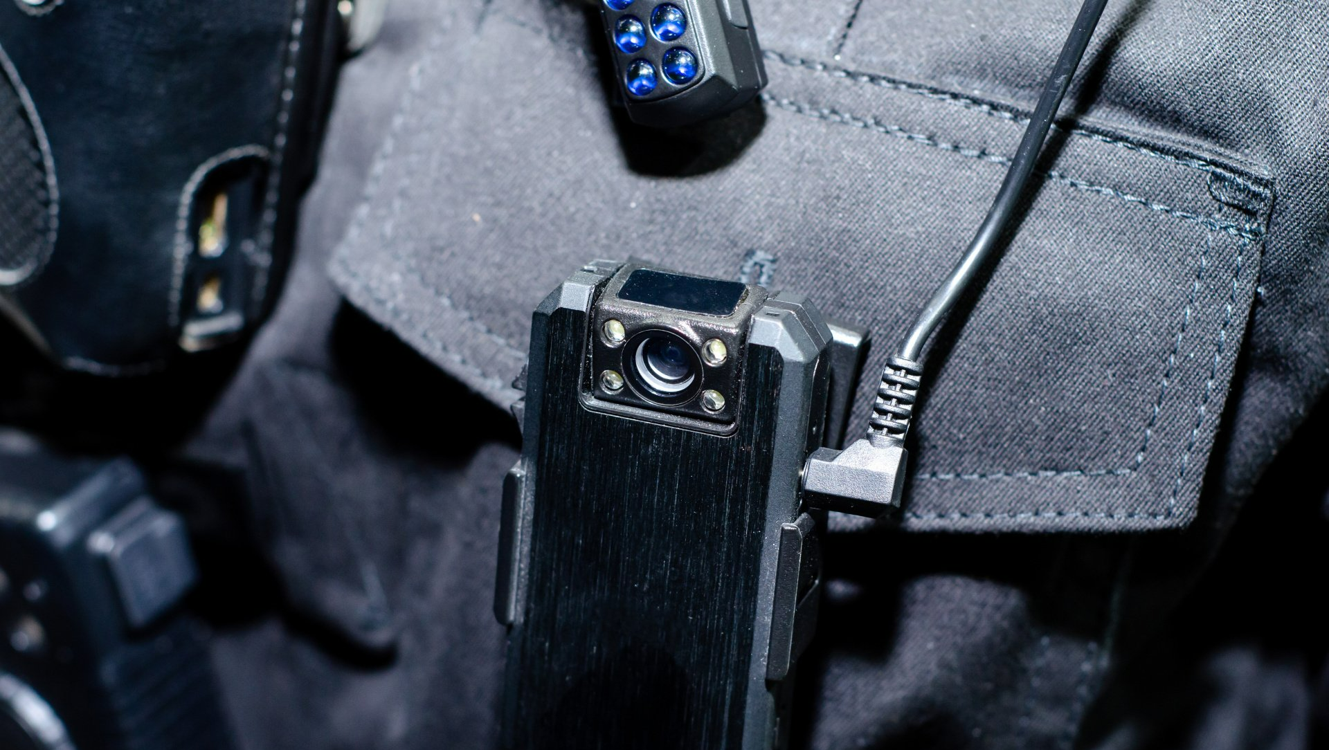 Close up of police body camera.