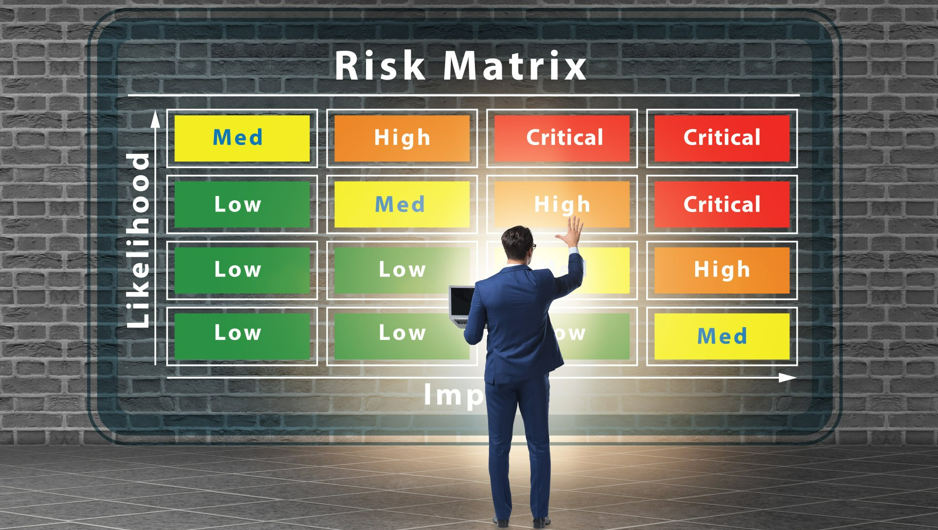 Man operating virtual risk matrix