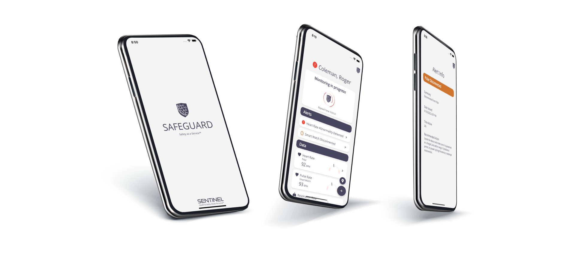 3 smart phone showing an app