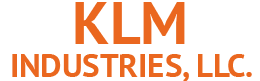 The logo for klm industries llc is orange on a white background