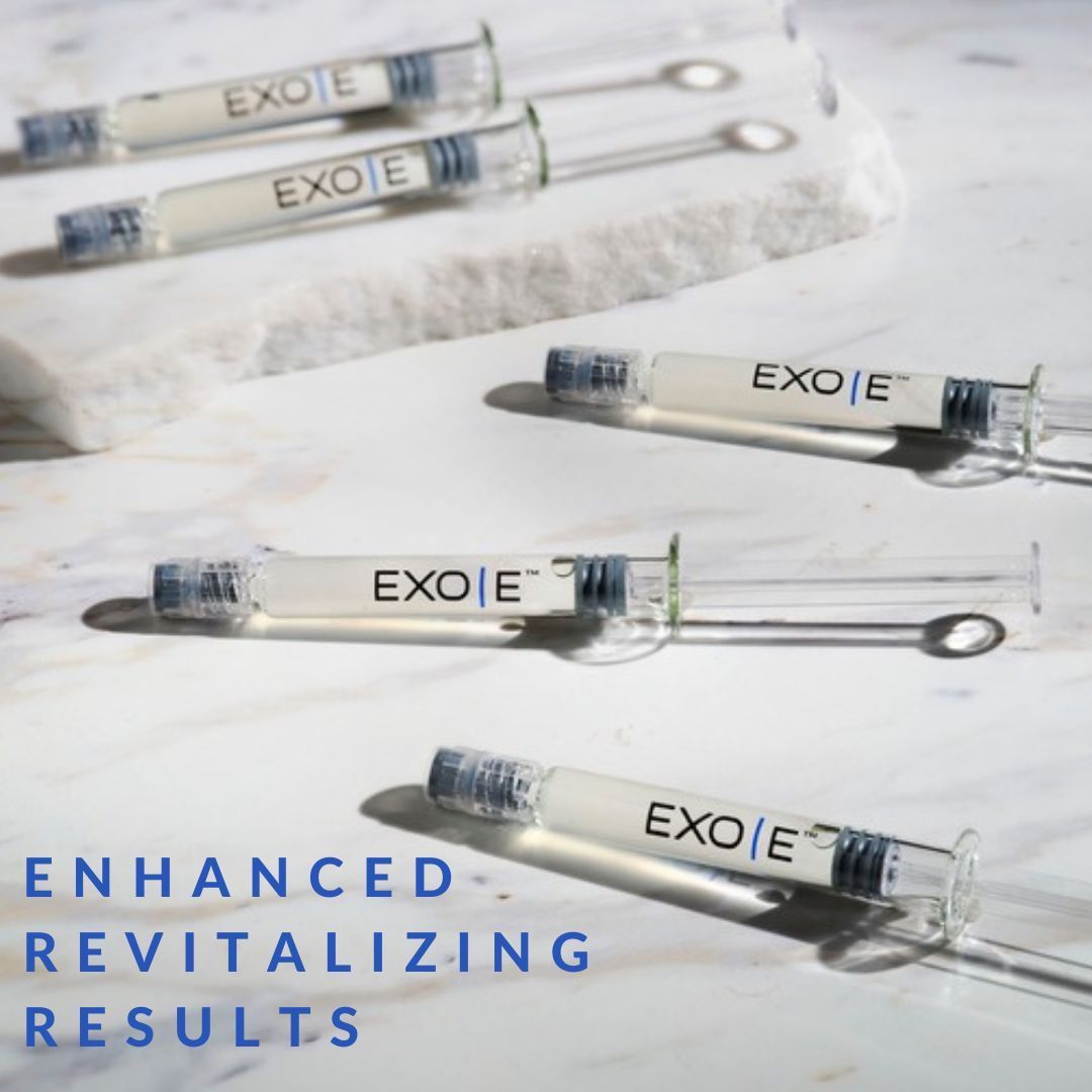 A row of syringes with exo e written on them