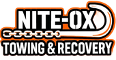 NITE-OX TOWING & RECOVERY logo with orange and white text, chain and tow hook.