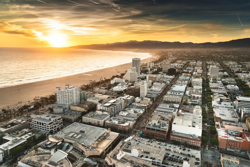 santa monica district from the helicopter
