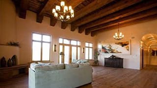Living room with ceiling beams
