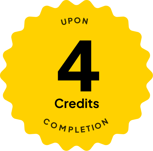 Blue badge with text: 