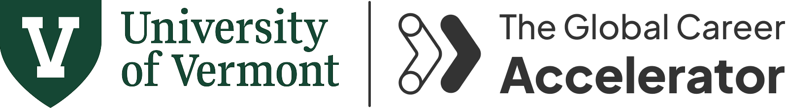 University of Vermont logo next to the Global Career Accelerator logo.