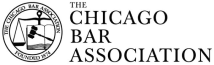 The Chicago Bar Association logo: a circular emblem with scales, gavel, and open book, next to 