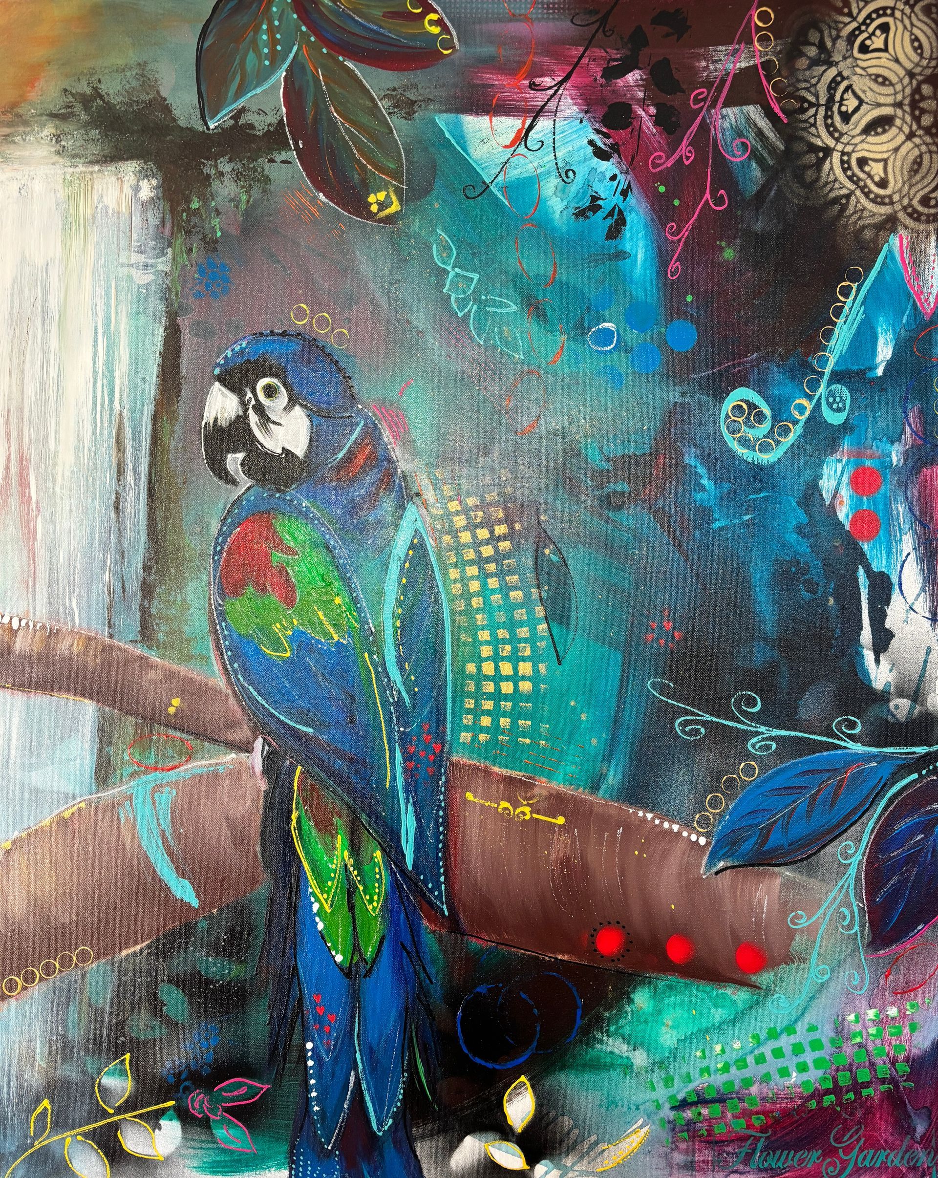 Roy - Papagei im Dschungel 
100 x 80 x 2 cm
Einzeln oder als Duo