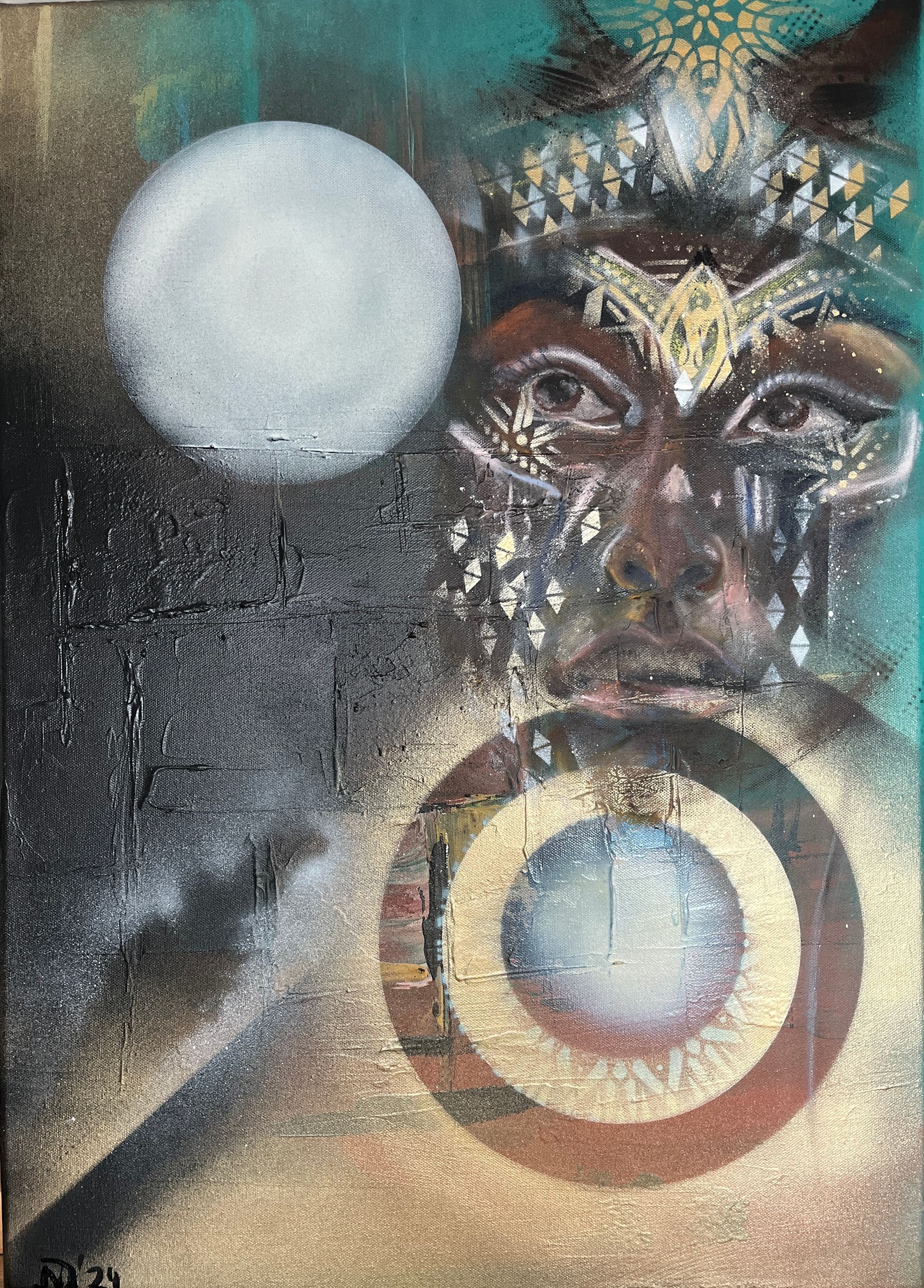 Traditionell - Acryl auf Leinwand mit Sprayeffekten - 60x80x1,6 cm