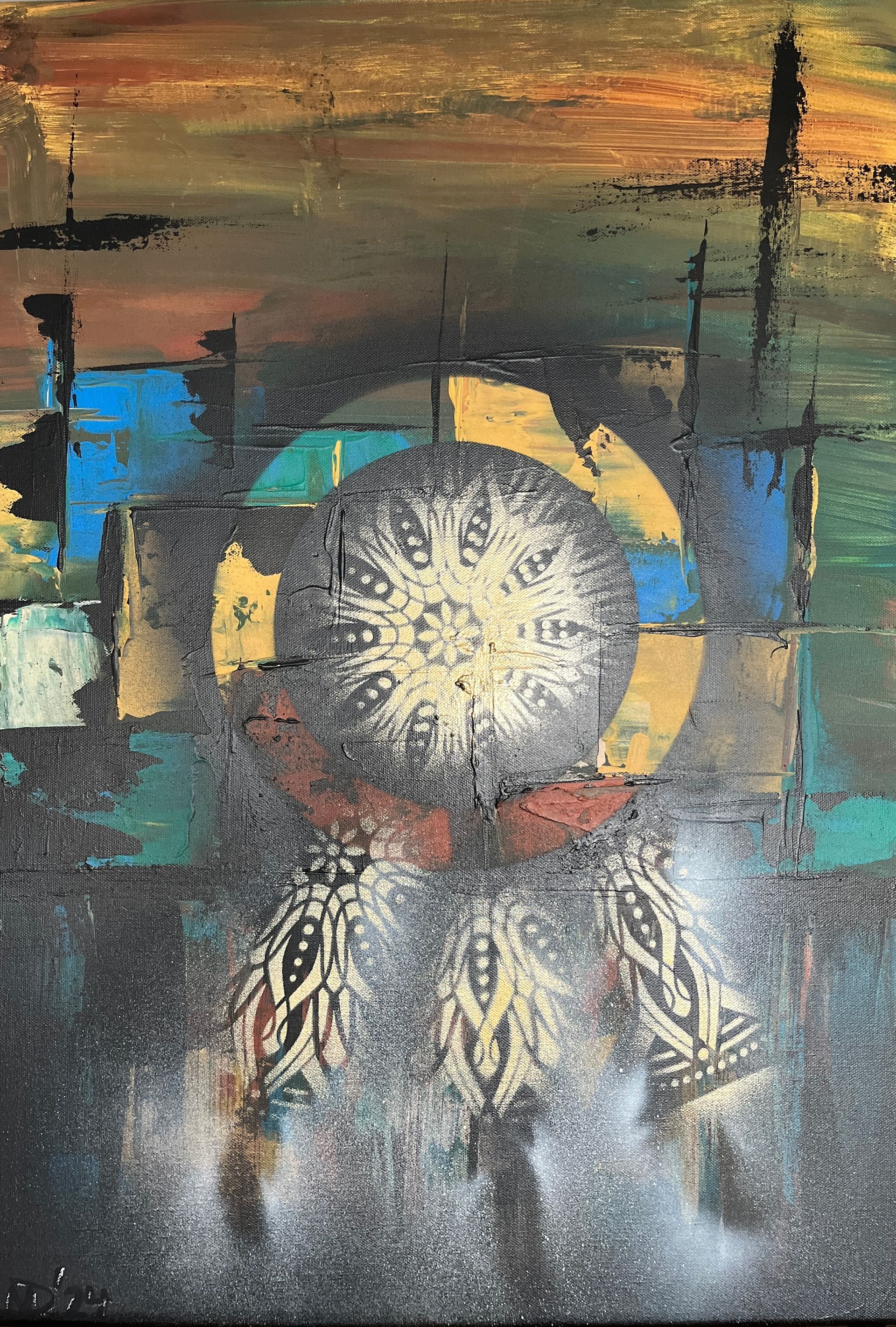 Spirituell - Acryl auf Leinwand mit Sprayeffekten - 60x80x1,6 cm