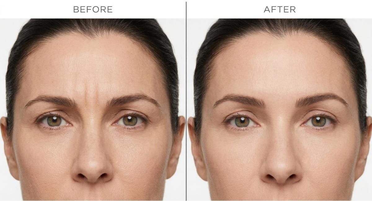 Before and after comparison showing glabellar line softening and improved resting expression with anti-wrinkle injections at Signature Aesthetics Nottingham