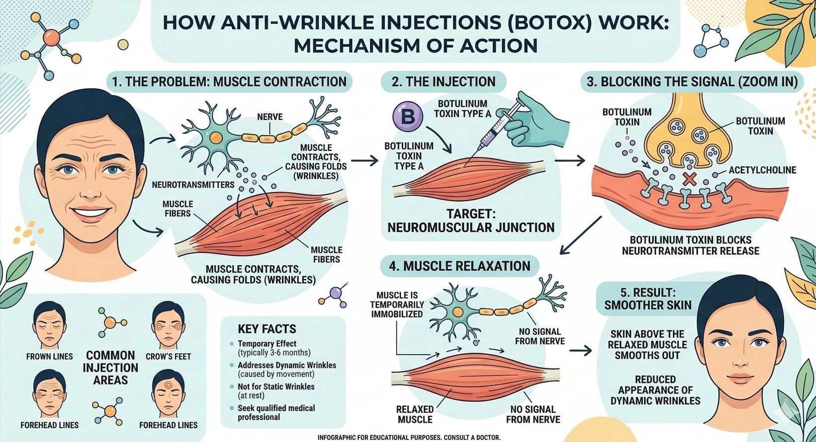 infographic explaining how anti-wrinkle botox injections work