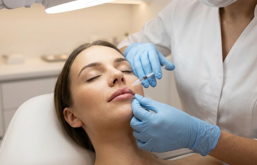 Aesthetic practitioner performing a precise lip flip treatment using anti-wrinkle injections at Signature Aesthetics Nottingham