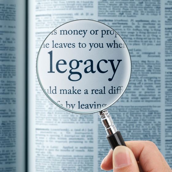 A magnifying glass with the word legacy on it