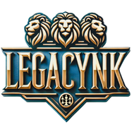 A logo for legacynk with three lions on it