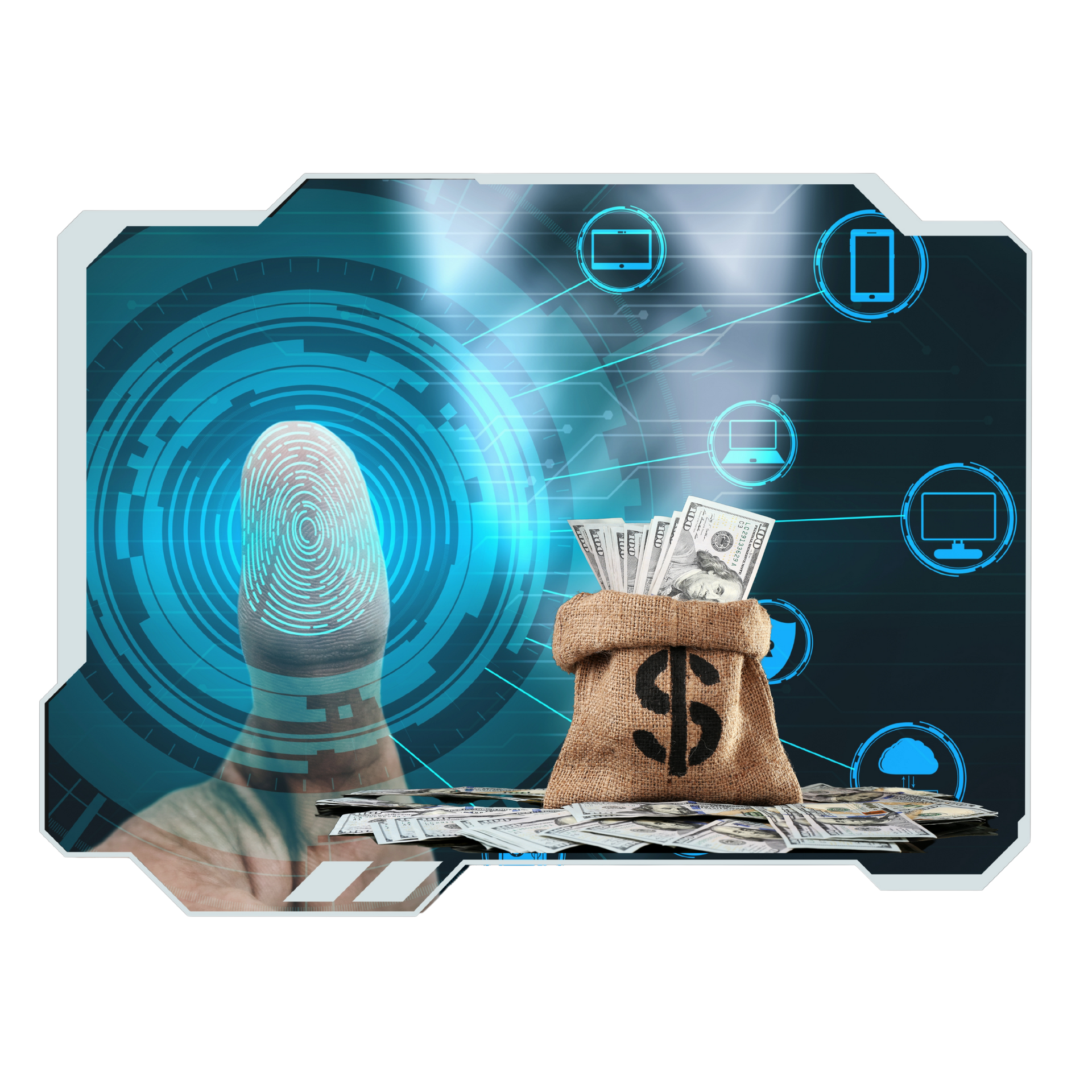 A person is holding a bag of money with a dollar sign on it.