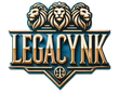 A logo for legacynk with three lions on it