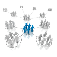 A group of people are connected to each other in a network.