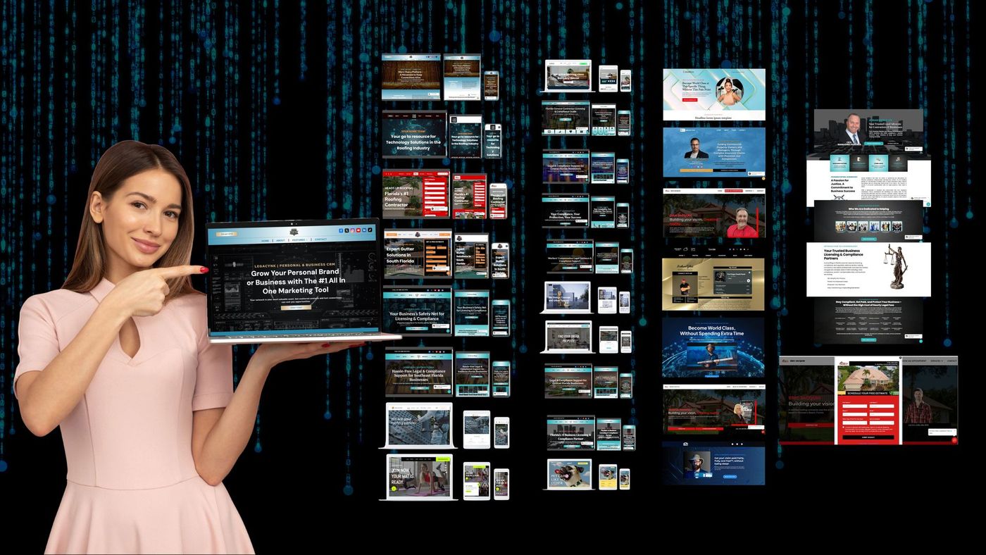 A woman is holding a laptop and pointing at it.