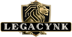 A logo for legacynk with three lions on it