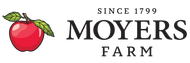Moyers Farm logo with a red apple and green leaves, “Since 1799” text above