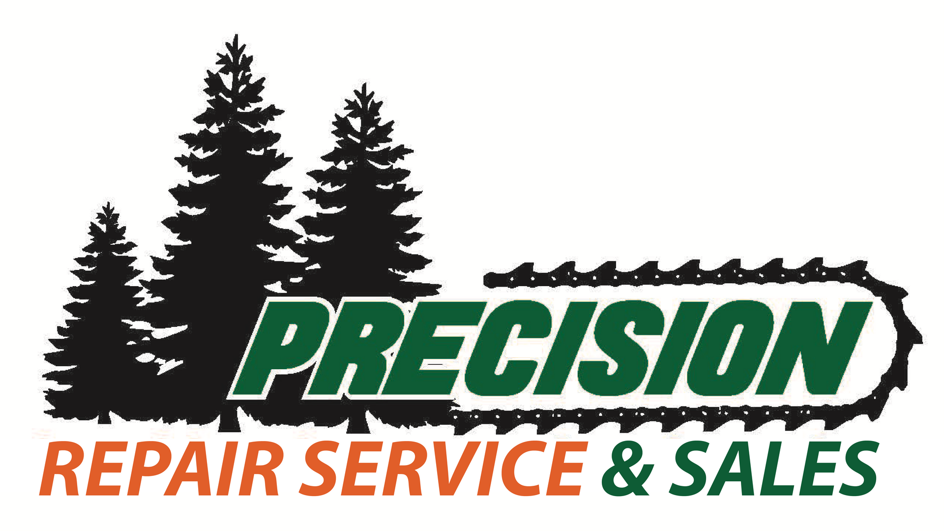 A logo for precision outdoor equipment and service